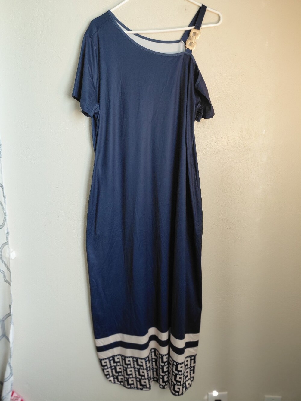 Women’s Shein Curve Navy Blue One-Shoulder Maxi Dress Sz 0xl